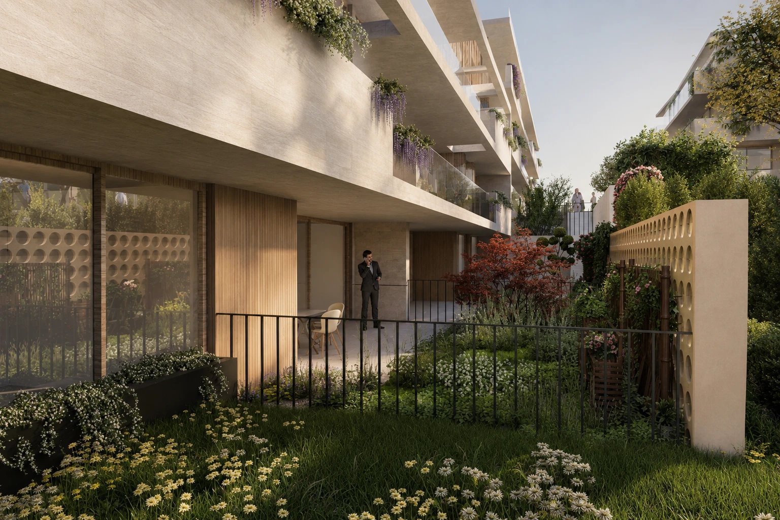 Jardins privados ao nível do piso térreo