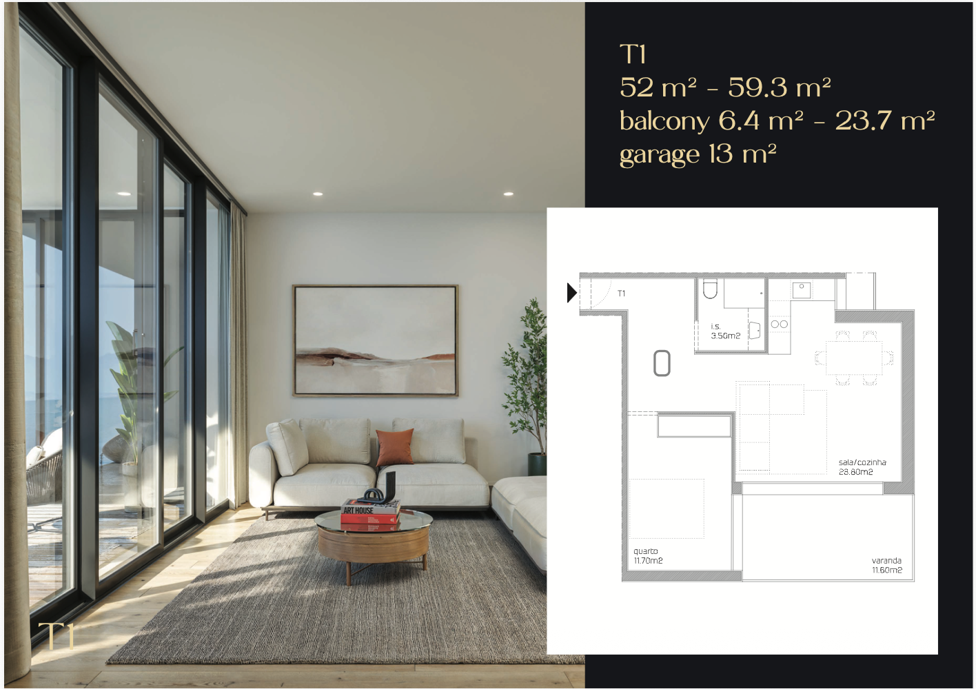 Planta Apartamento T1 - Belo Horizonte Setubal